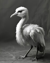 Obraz premium Young bird stands upright on soft surface