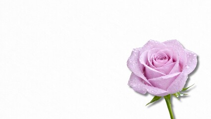 Fototapeta premium Dewy Lavender Rose on White Background 