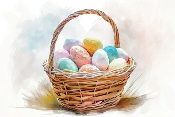 Fototapeta premium Eggs basket confectionery illustration.