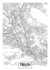 Detailed urban planning city map Tbilisi the capital and largest city of Georgia, travel vector poster design © max_776