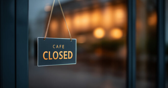 Cafe closed sign hanging on door