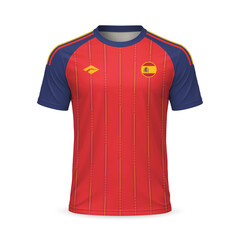 3d realistic home soccer jersey Spain national team, template for football kit 2026
