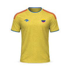 3d realistic home soccer jersey Colombia national team, template for football kit 2026