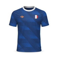 3d realistic home soccer jersey France national team, template for football kit 2026