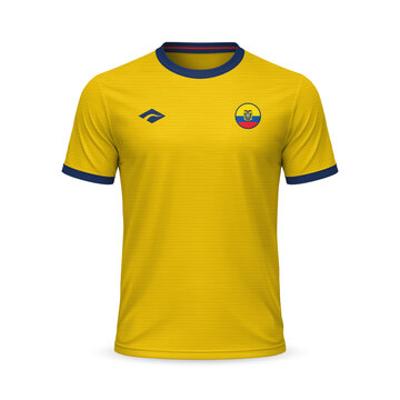 3d realistic home soccer jersey Ecuador national team, template for football kit 2026