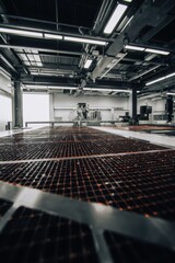 Naklejka premium Automated industrial machine constructing advanced chips made of pervoskit operating with precision technology