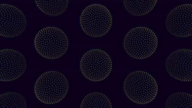 Abstract blue particle spheres floating on dark background, seamless tech pattern