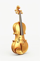 Fototapeta premium Violin gold white background performance.