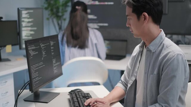 Programmer software developer engineer coding tech support customer client online backend frontend service digital technology concept