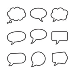 Fototapeta premium Eight black empty comic style speech bubbles white