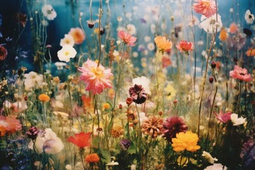 Fototapeta premium A colorful flower garden outdoors painting nature.