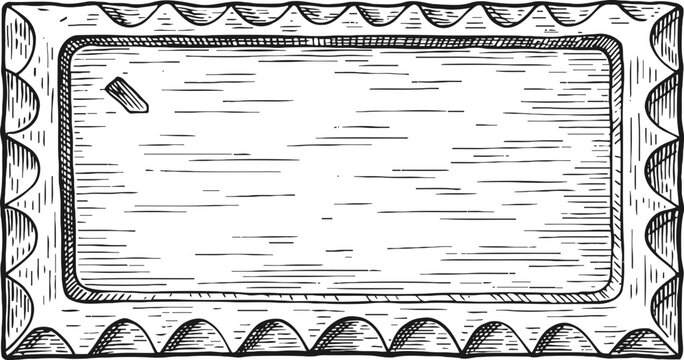 Vintage wooden frame design with decorative carved edges and textured wood surface engraving