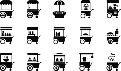 Set of 16 food cart icons vector © logodesign11