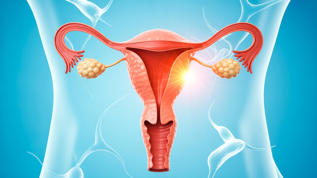 Medical Illustration of a Female Reproductive System Anatomy Diagram