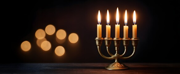 Obraz premium Hanukkah traditions shine bright lighting up the night like a joyful festival star illuminating.