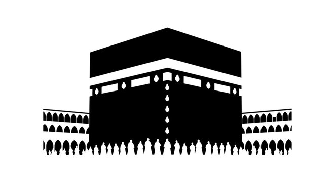 Sacred Kaaba At Mecca During Hajj Crowds Captured Moment. Vector Illustrations. EPS Editable
