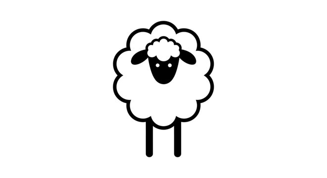 Playful Cartoon Sheep Character Standing Cheerfully. Vector Illustrations. EPS Editable
