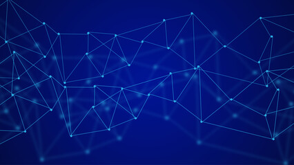 Abstract Digital Network Connection Background with Blue Dots and Lines Technology Data Communication Concept for Artificial Intelligence Big Data and Cyber Network Visualization