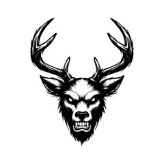 Dibujo sencillo con líneas de la cabeza de un ciervo enojado  © teracreonte