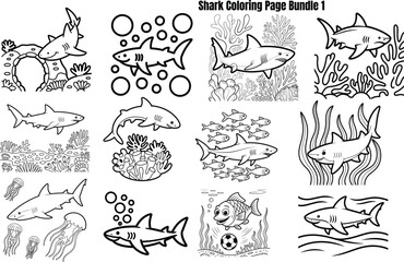 Fototapeta premium Shark for coloring pages fish sea creatures ocean