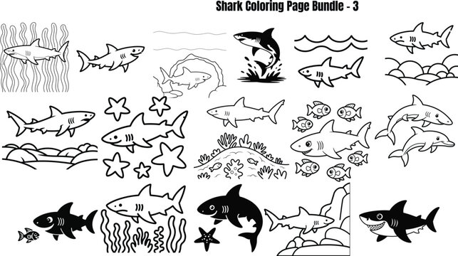 Shark for coloring pages fish sea creatures 1 ocean