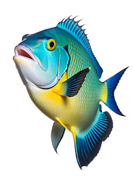queen triggerfish isolated on white background