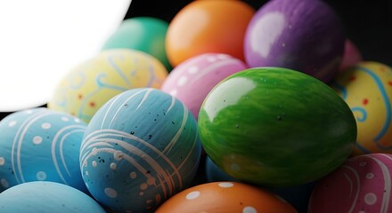 Fototapeta premium Colorful Easter eggs in various patterns.