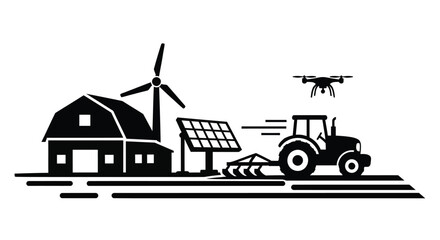 Modern agriculture scene featuring renewable energy sources and technology high quality © Ferdous_Studio1989