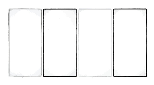 Four rectangular frames with black outlines on a white background for design and layout purposes