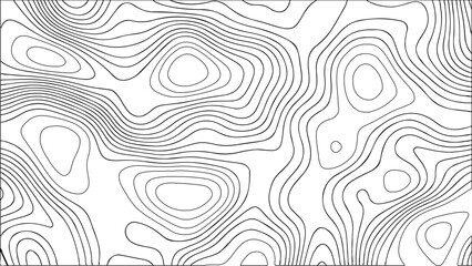 Abstract Topographic Contour Lines Pattern Background, Black Minimal Map Lines Texture, Modern Geographic Terrain Map Illustration for Poster, Technology, Cartography and Design Backdrop