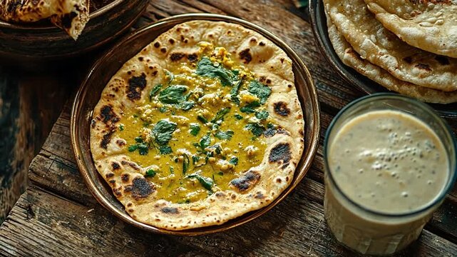 indian food makki di roti and sarson da saag punjab video