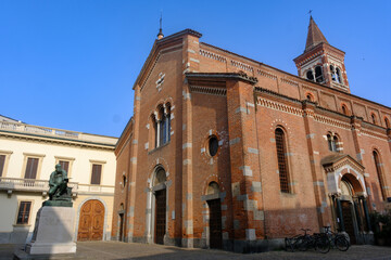 Fototapeta premium Old buildings along San Pietro Martire square in Monza, Brianza, Italy