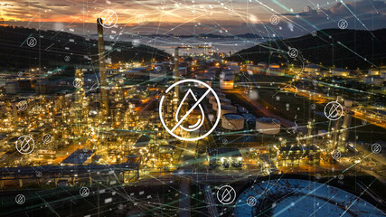 oil export ban and blockade at the Strait of Hormuz with icon no export oil gas crude. Represents...