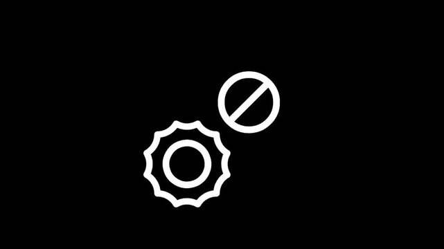 Gear icon with a prohibition sign, representing a blocked or disabled setting
