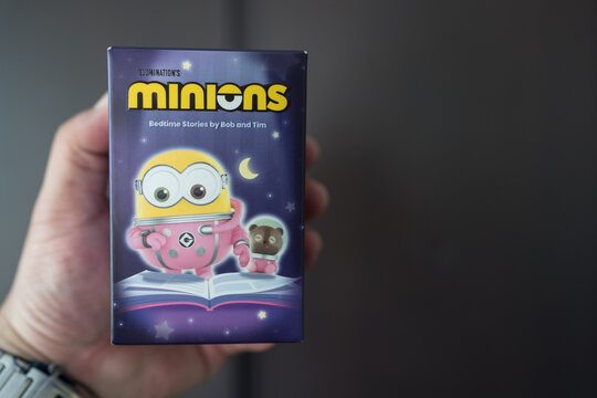 Bangkok, Thailand - March 12, 2026 : Minions Bedtime Stories By Bob And Tim Series Figures Single Blind Box. Pop Mart