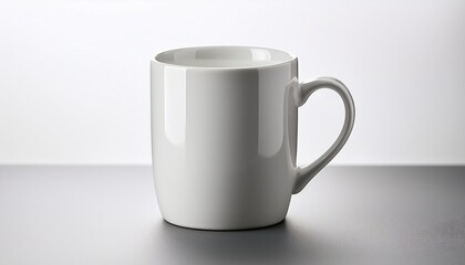 Obraz premium a simple white ceramic mug stands isolated on a plain white background