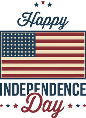 Happy independence day with american flag on white background