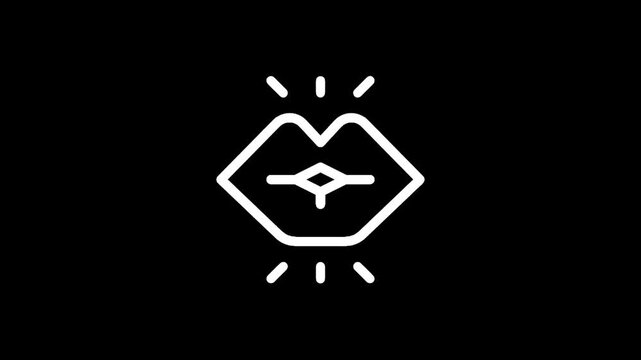 Kissing lips with a heart and sparkles icon, representing love and affection