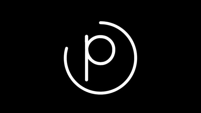 Minimalist white letter P inside a circle on a black background, simple logo design