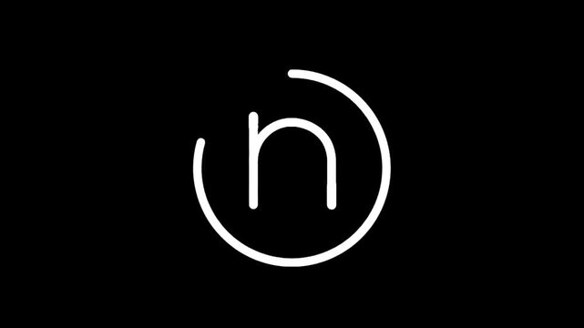 Minimalist white letter n inside a circle on a black background, simple and modern design