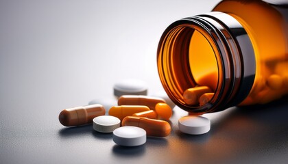 medicine bottle and pills