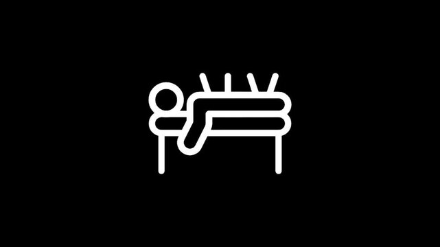 Acupuncture treatment icon showing a person receiving needle therapy on a table