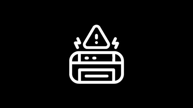 Printer error icon with warning triangle and lightning bolts, representing malfunction