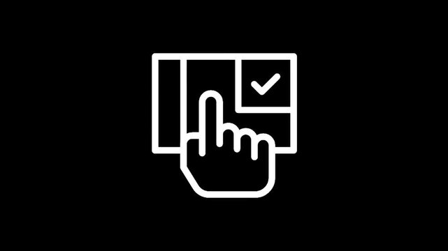 Hand icon selecting a checkbox with a checkmark on a digital interface