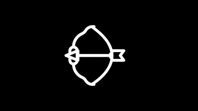 Simple white outline icon of a bow and three arrows on a black background