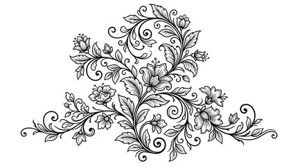 Intricate floral design with leaves.