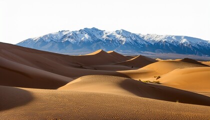 Desert Sand Dunes With Snow Capped Mountains Isolated On A Transparent Background Landscape Nature