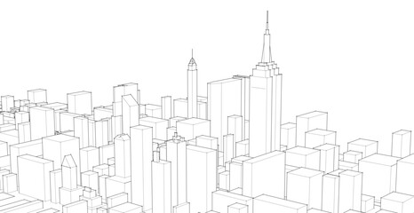 Obraz premium modern city panorama 3d illustration