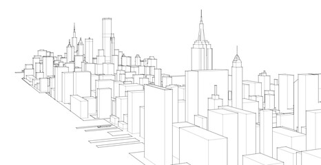 Obraz premium modern city panorama 3d illustration