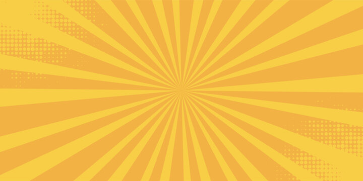 Circus background of spiral yellow orange rays vector illustration. Vintage radial pattern with sunbeams or starburst strip. Circus, carnival, summer fair or chapiteau backdrop.